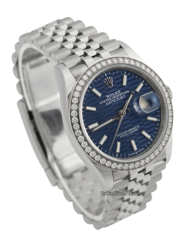 Rolex Datejust 36 126284RBR Blue Motif Dial | 2024 Full Set | Immediate Dispatch/Collection For Sale Available Purchase Buy Online with Part Exchange or Direct Sale Manchester North West England UK Great Britain Buy Today Free Next Day Delivery Warranty Luxury Watch Watches