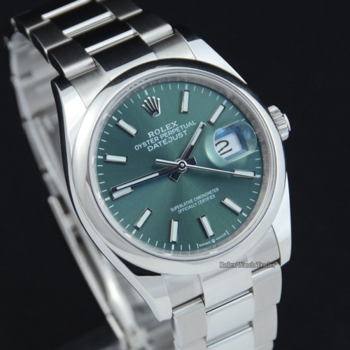 Rolex Datejust 36 126200 | Green Dial | Unworn 2023 For Sale Available Purchase Buy Online with Part Exchange or Direct Sale Manchester North West England UK Great Britain Buy Today Free Next Day Delivery Warranty Luxury Watch Watches