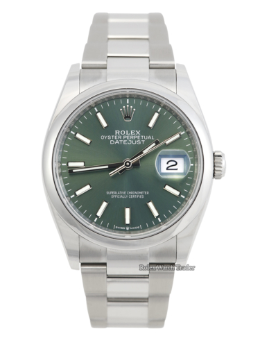 Rolex Datejust 36 126200 | Green Dial | Unworn 2023 For Sale Available Purchase Buy Online with Part Exchange or Direct Sale Manchester North West England UK Great Britain Buy Today Free Next Day Delivery Warranty Luxury Watch Watches