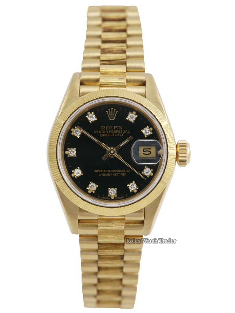 Rolex Lady-Datejust 69178 | Serviced by Rolex Unworn Since | Black Diamond Dot | Bark Bracelet