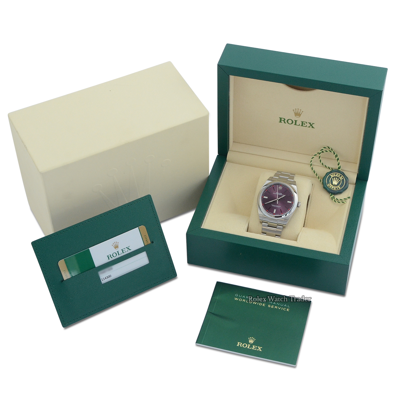 Box & papers Rolex Oyster Perpetual 39 114300 Grape Dial | B&P 2018 | Immediate Dispatch or Collection For Sale Available Purchase Buy Online with Part Exchange or Direct Sale Manchester North West England UK Great Britain Buy Today Free Next Day Delivery Warranty Luxury Watch Watches
