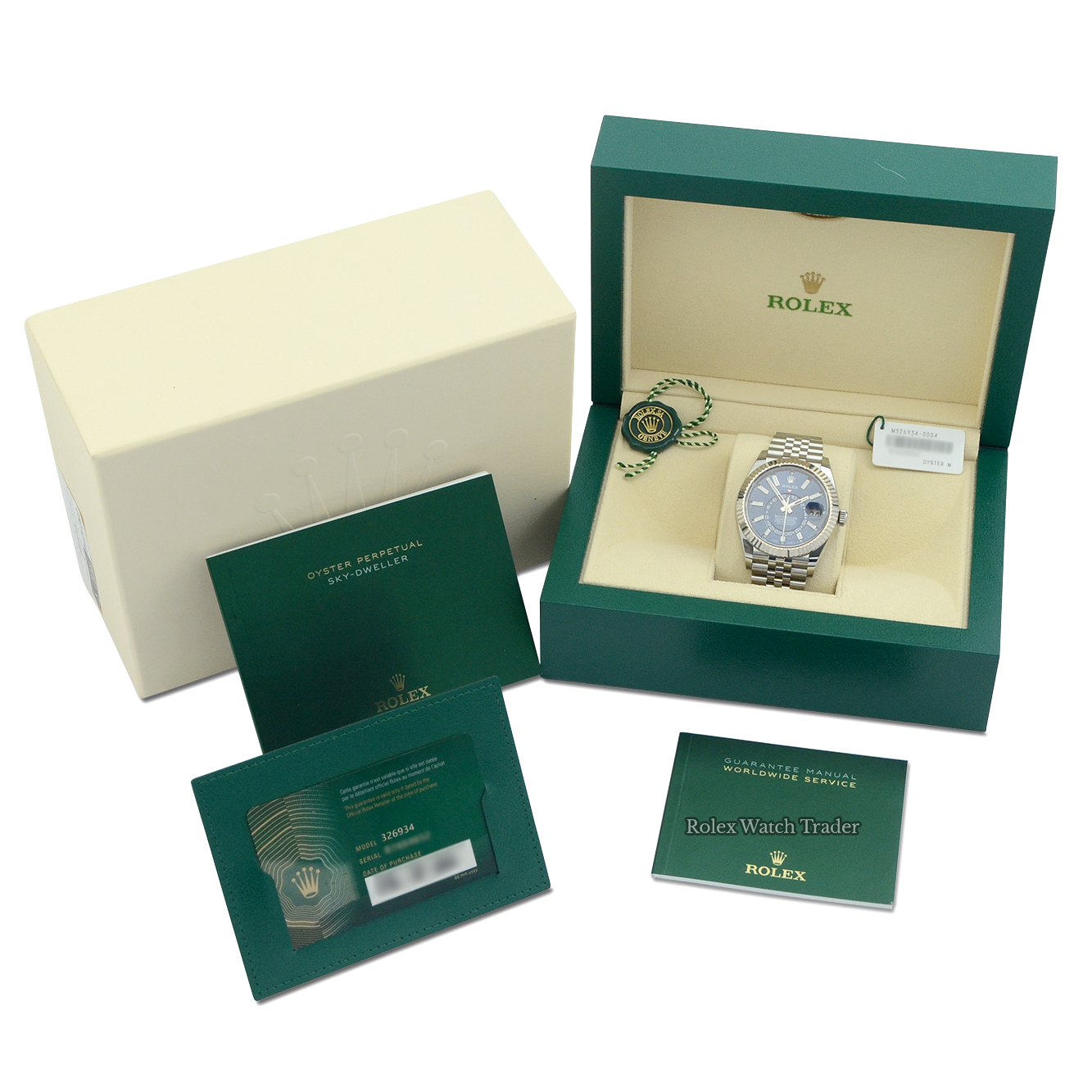 Box & papers Rolex Sky-Dweller 326934 | Blue Dial | 2022 Full Set | Immediate Dispatch or Collection For Sale Available Purchase Buy Online with Part Exchange or Direct Sale Manchester North West England UK Great Britain Buy Today Free Next Day Delivery Warranty Luxury Watch Watches
