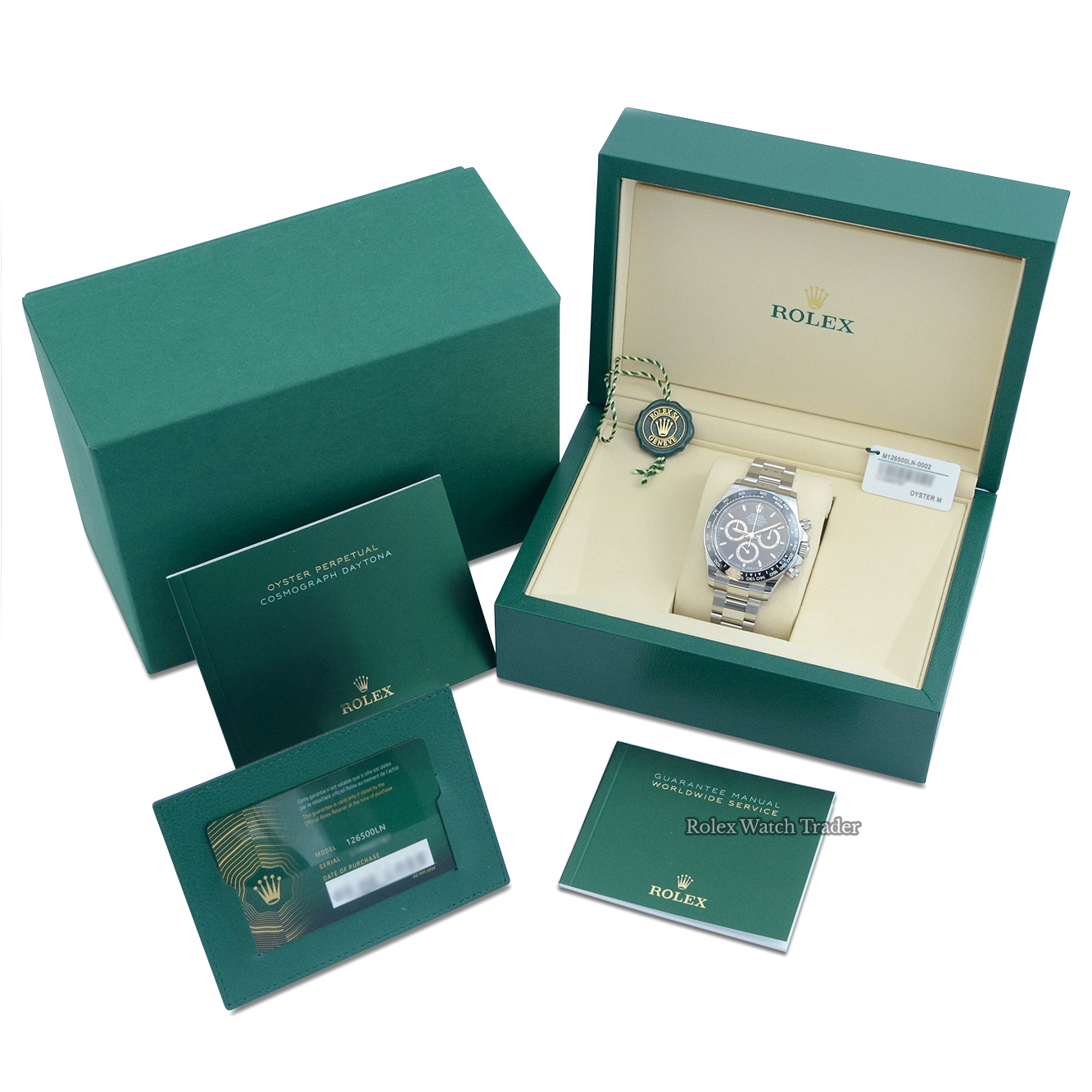 Box & papers Rolex Daytona 126500LN | Unworn 2025 | Complete Set For Sale Available Purchase Buy Online with Part Exchange or Direct Sale Manchester North West England UK Great Britain Buy Today Free Next Day Delivery Warranty Luxury Watch Watches