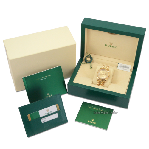 Rolex Day-Date 36 118238 | 2019 Box & Papers | Champagne Diamond Dial For Sale Available Purchase Buy Online with Part Exchange or Direct Sale Manchester North West England UK Great Britain Buy Today Free Next Day Delivery Warranty Luxury Watch Watch
