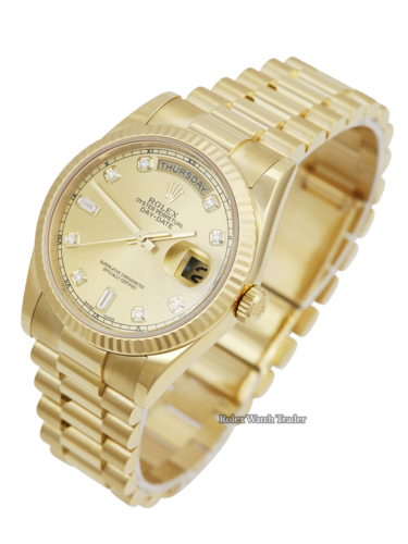 Rolex Day-Date 36 118238 | 2019 Box & Papers | Champagne Diamond Dial For Sale Available Purchase Buy Online with Part Exchange or Direct Sale Manchester North West England UK Great Britain Buy Today Free Next Day Delivery Warranty Luxury Watch Watch
