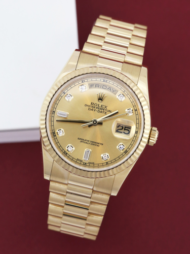 Rolex Day-Date 36 118238 | 2019 Box & Papers | Champagne Diamond Dial For Sale Available Purchase Buy Online with Part Exchange or Direct Sale Manchester North West England UK Great Britain Buy Today Free Next Day Delivery Warranty Luxury Watch Watch