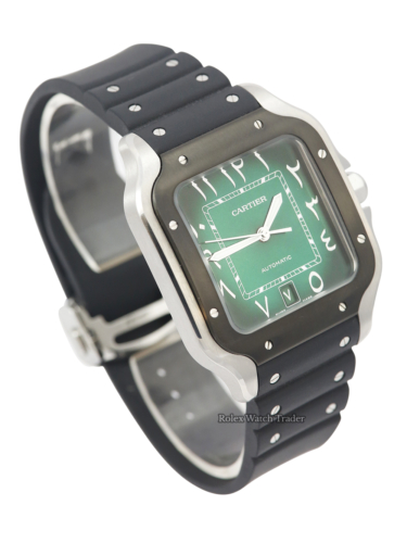 Cartier Santos WSSA0055 | Middle East Edition | 2025 Full Set | Green Leather Alligator Strap For Sale Available Purchase Buy Online with Part Exchange or Direct Sale Manchester North West England UK Great Britain Buy Today Free Next Day Delivery Warranty Luxury Watch Watches