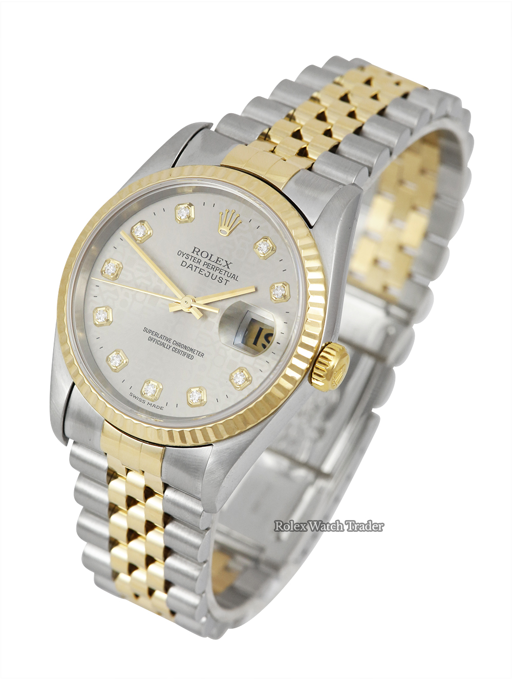Rolex Datejust 36 16233 | Serviced by Rolex Jun 21 | Silver Diamond Dot Jubilee Dial Rolex Datejust 36 16233 | Serviced by Rolex Jun 21 | Silver Diamond Dot Jubilee Dial