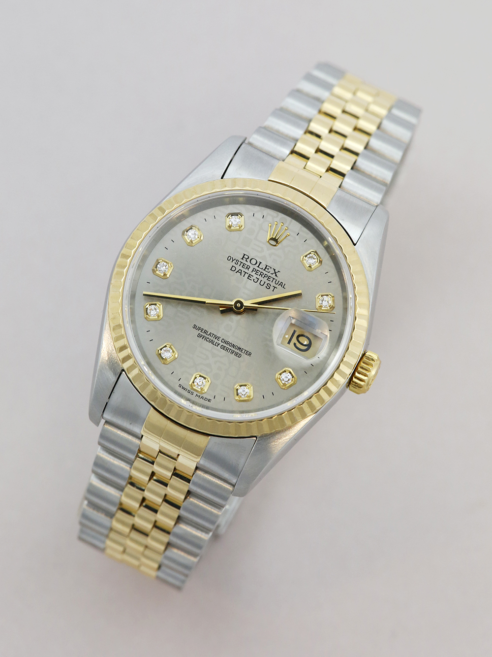 Rolex Datejust 36 16233 | Serviced by Rolex Jun 21 | Silver Diamond Dot Jubilee Dial Rolex Datejust 36 16233 | Serviced by Rolex Jun 21 | Silver Diamond Dot Jubilee Dial