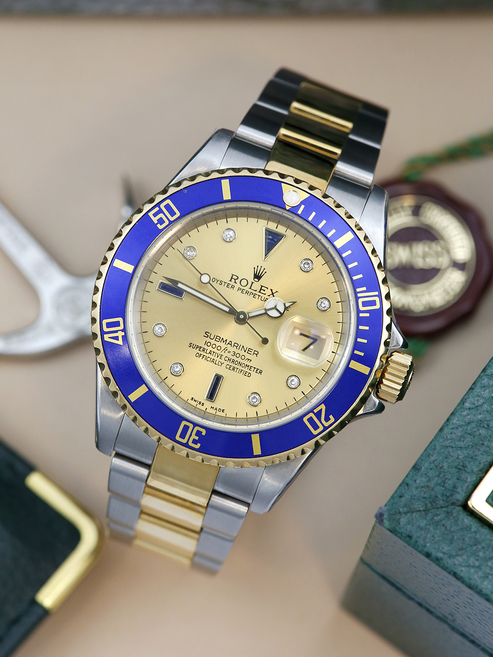 Rolex Submariner Date 16613 Champ" Serti Dial Rolex Submariner Date 16613 Champ" Serti Dial