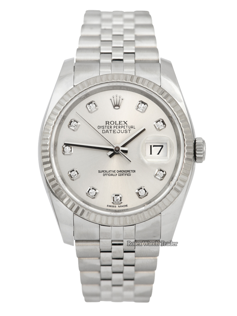 Rolex Datejust 36 116234 silver diamond dot dial